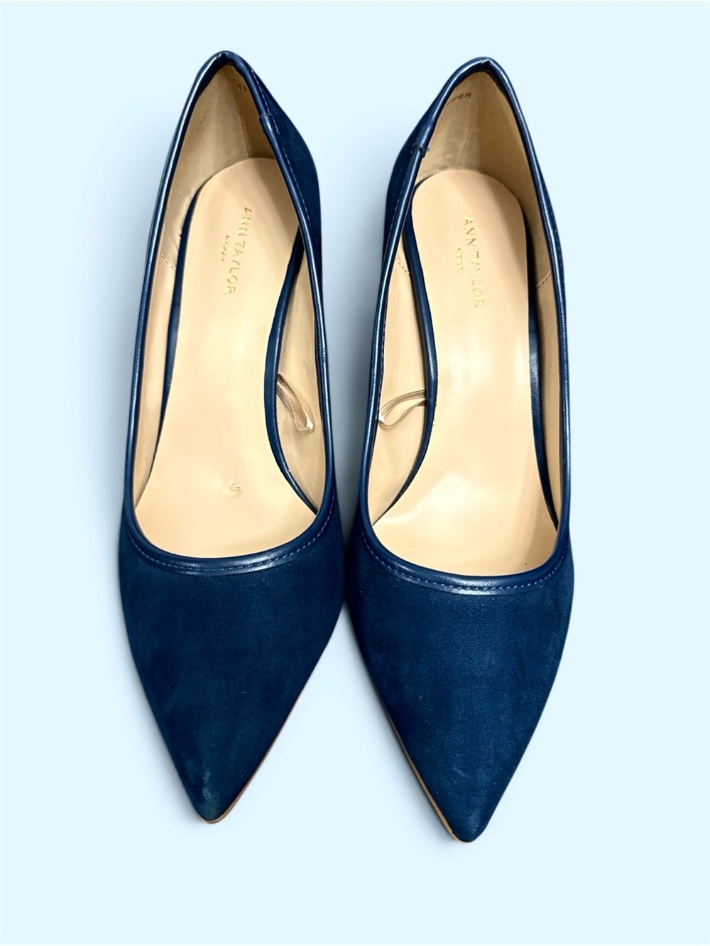 Ann Taylor Navy Suede Block Pump Heels